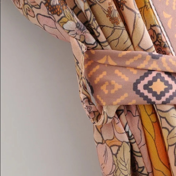 SOLD OUT Pink Bohemian Floral Maxi Duster Kimono Wrap Robe - Picture 15 of 16